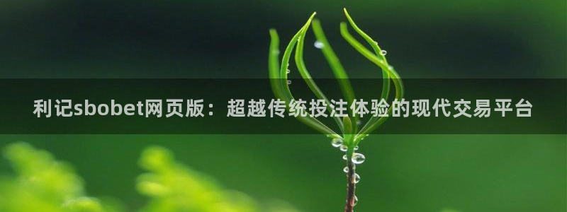壹号平台下载安装官网：利记sbobet网页版：超越传统投注体验的现代交易平台